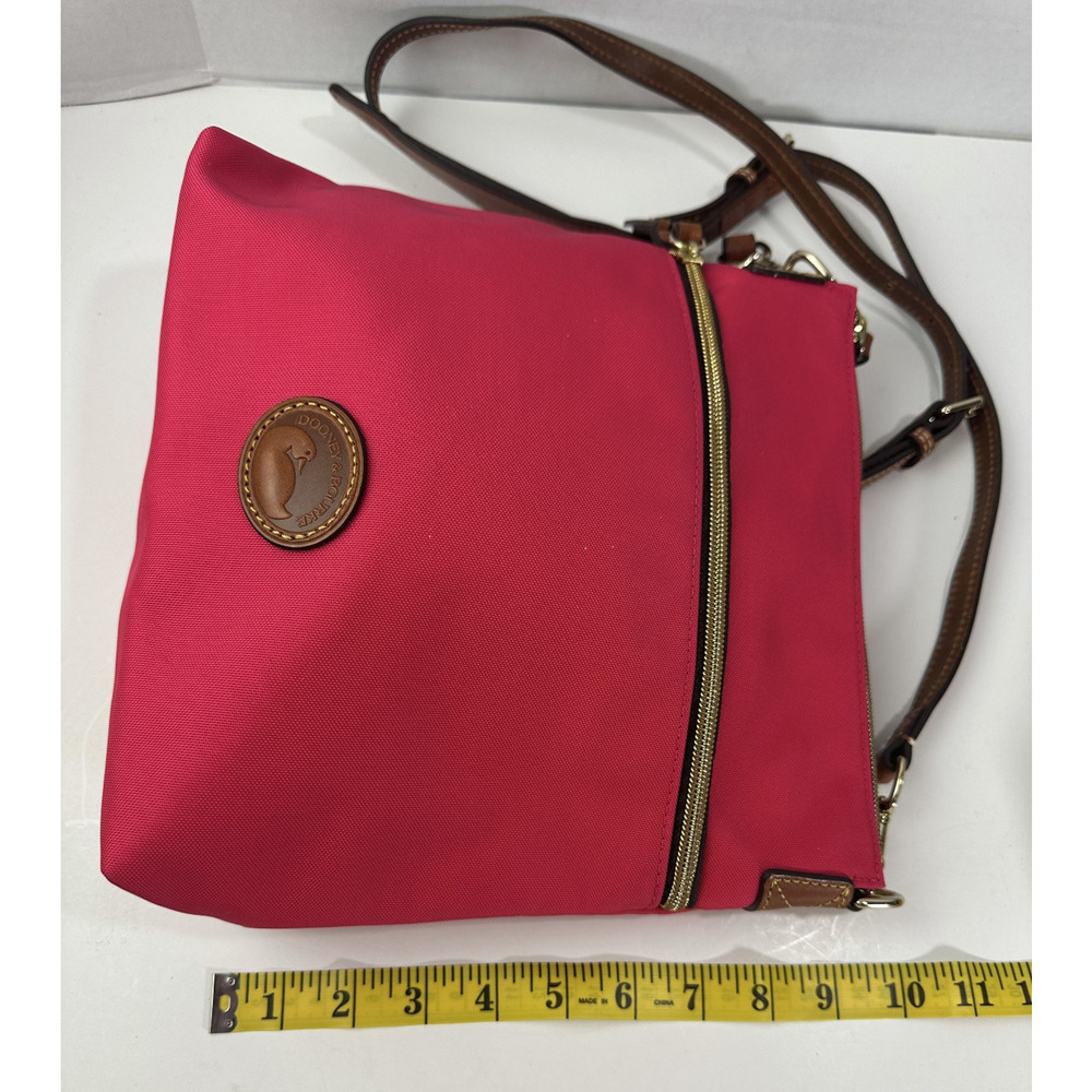 Dooney & Bourke Nylon Zip Crossbody Shoulder Bag Fuchsia Pink Leather Purse - Picture 9 of 14